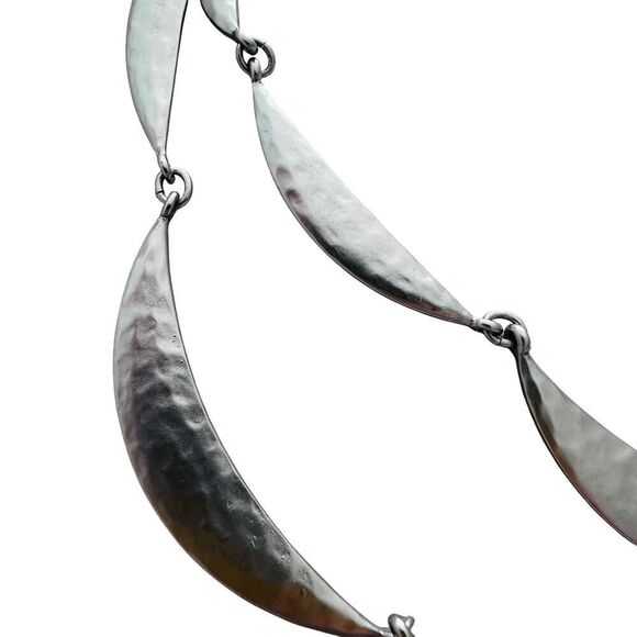 Lane Bryant Hammered Hammered Metal Double Strand Necklace/Yellow Glass Accents - Picture 2 of 5